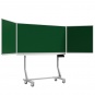 Klapp-Tafel fahrbar, Mittelfläche 200x100 cm, Flügel 100x100 cm, Stahl grün 